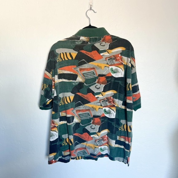 Vintage B.U.M. Equipment Abstract Polo Shirt 90's Cotton Medium - Picture 3 of 3